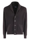 Drumohr Buttoned Shawl-collar Cardigan In Brown