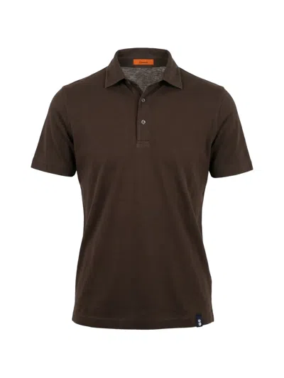 Drumohr Button-fastening Side-slit Polo Shirt In Brown