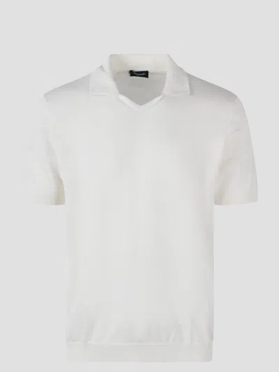 Drumohr Buttonless Cotton Polo Shirt In White