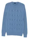 Drumohr Textured Knit Crew-neck Sweater In Blue