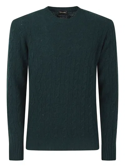 Drumohr Cable-knit Crew-neck Sweater In Green