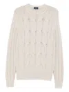 Drumohr Textured Cable Knit Cashmere Sweater In Neutral