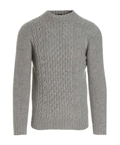 Drumohr Cable-knit Fitted Jumper In Gray