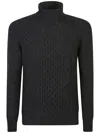 Drumohr Man Turtleneck Midnight Blue Size 48 Lambswool In Black