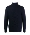 Drumohr Man Turtleneck Midnight Blue Size 48 Lambswool In Black