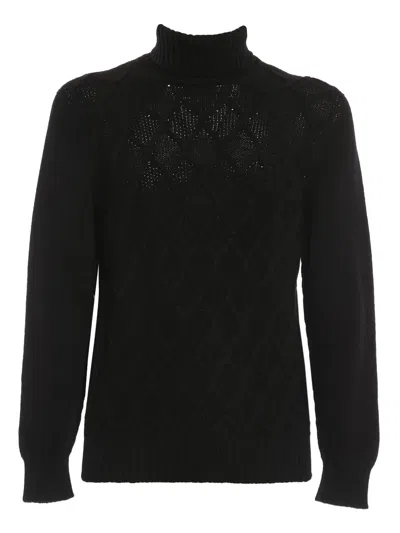 Drumohr Cable-knit Turtleneck Sweater In Black