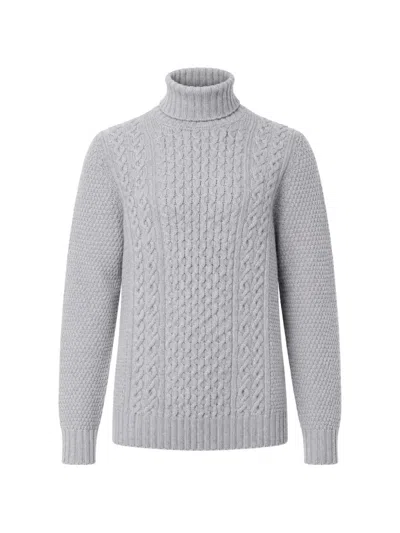 Drumohr Cable-knit Roll-neck Sweater In Gray
