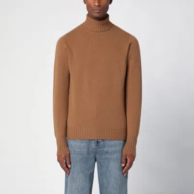 Drumohr Camel-coloured Turtleneck Sweater In Wool In Beige