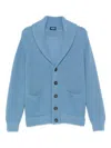 Drumohr Shawl-collar Patch-pocket Cardigan In Blue