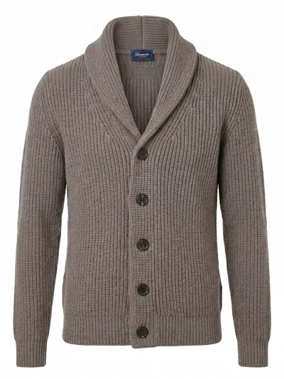 Drumohr Long-sleeve Single-breasted Cardigan In Gray
