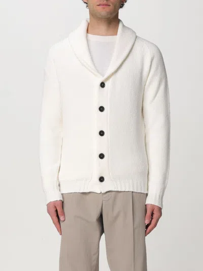 Drumohr Man Cardigan Ivory Size 48 Merino Wool In Weiss