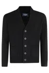 Drumohr Cardigan Lana Merinos Doppio Filo In Black