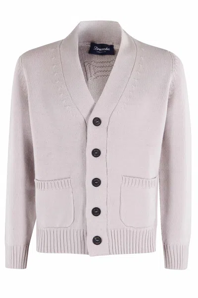 Drumohr Cardigan Lana Merinos Doppio Filo In Pink