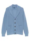 Drumohr Cardigan With Shawl Collar And Applied Pockets In Blue