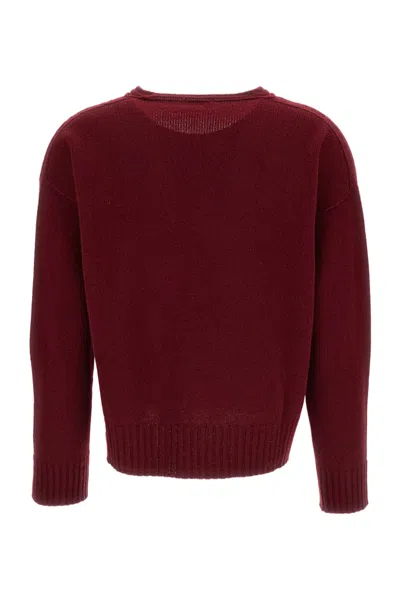 Drumohr Cashmere Boxy V-neck Sweater With Kimono Sleeves In Burgundy