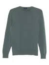 Drumohr Cashmere Crew-neck Sweater With Ribbed Details In Green