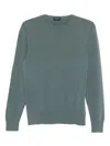 Drumohr Cashmere Crew-neck Sweater With Ribbed Details In Green