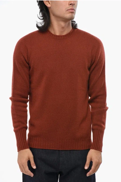 Drumohr Cashmere Crew-neck Sweater With Ribbed Edges In Brown