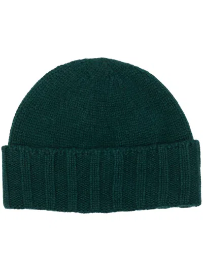 Drumohr Turn-up Cashmere Beanie In Dark Green