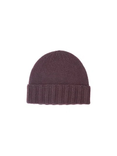 Drumohr Cashmere Ribbed Beanie In Brown