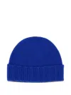 Drumohr Cashmere Ribbed Beanie Hat In Blue