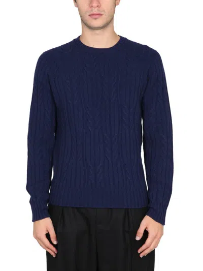 Drumohr Cable-knit Cashmere Jumper In Blue