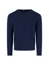 Drumohr Ribbed Crewneck Sweater With Cuffs And Hem In Blue