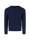 Drumohr Ribbed Crewneck Sweater With Cuffs And Hem In Blue
