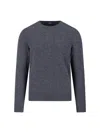 Drumohr Ribbed Hem Long Sleeve Crew Neck Sweater In Gray