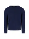 Drumohr Ribbed Crewneck Sweater With Cuffs And Hem In Blue