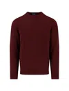Drumohr Long Sleeve Crew Neck Sweater With Ribbed Hem In Brown