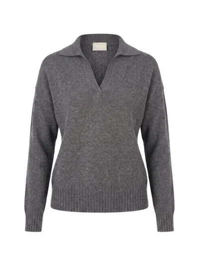 Drumohr Cashmere V-neck Collar Sweater In Gray