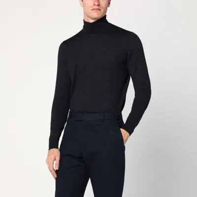 Drumohr Charcoal Wool Turtleneck Sweater In Black