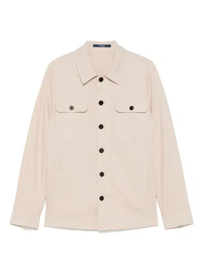Drumohr Classic Button-up Linen Overshirt In Neutral