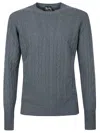 Drumohr Classic Cable Knit Sweater With Tailored Fit In Gray