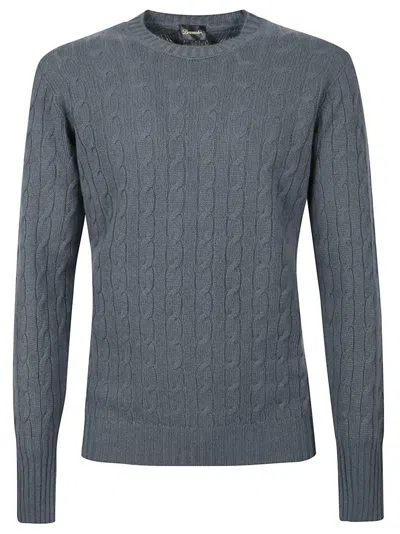 Drumohr Classic Cable Knit Sweater With Tailored Fit In Gray
