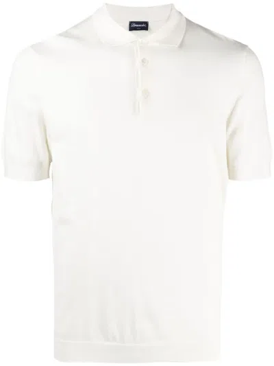 Drumohr Classic Cotton Polo Shirt In Neutrals