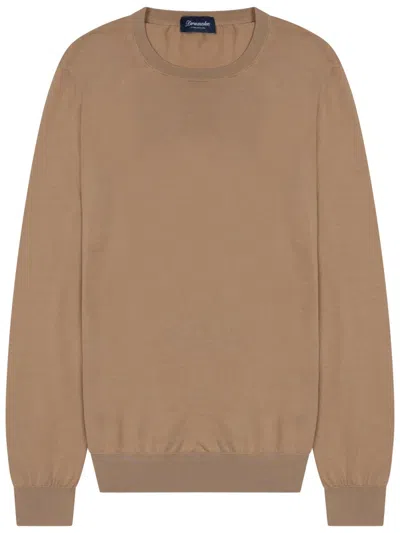 Drumohr Classic Cotton Sweatshirt For Men In Beige