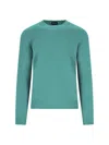 Drumohr Classic Crewneck Sweater With Ribbed Finishes In Green