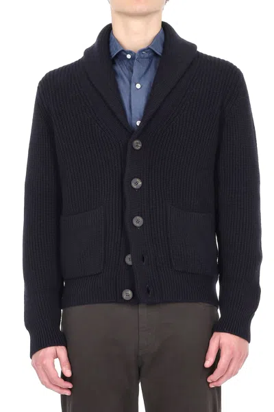 Drumohr Merino Wool Shawl-collar Cardigan In Black