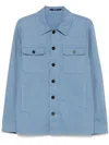 Drumohr Classic Linen Overshirt With Button-up Front In Blue