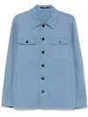 Drumohr Classic Linen Overshirt With Button-up Front In Blue