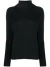 Drumohr Classic Roll Neck Sweater With Ribbed Detailing In Black