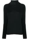Drumohr Classic Roll Neck Sweater With Ribbed Detailing In Black