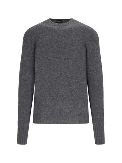 Drumohr Classic Sweater In Grey Cashmere Crew Neck