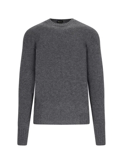 DRUMOHR CLASSIC SWEATER IN GREY CASHMERE CREW NECK