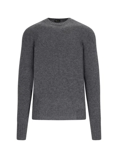Drumohr Classic Sweater In Grey Cashmere Crew Neck In Purple