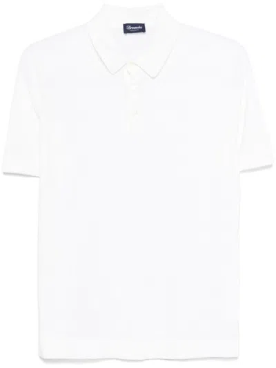 Drumohr Classic White Polo T-shirt With Structured Collar