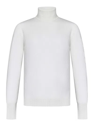 Drumohr Cloud White Cashmere Turtleneck Sweater