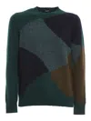 Drumohr Color Block Combed Wool Sweater In Green